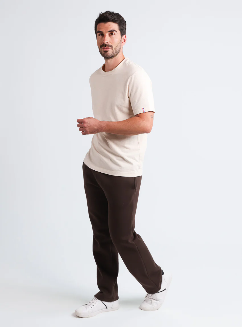 Pantalon jogging homme molleton marron