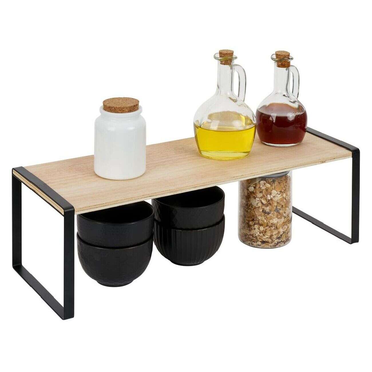 Étagère en bois et métal noir 50x15xH18cm