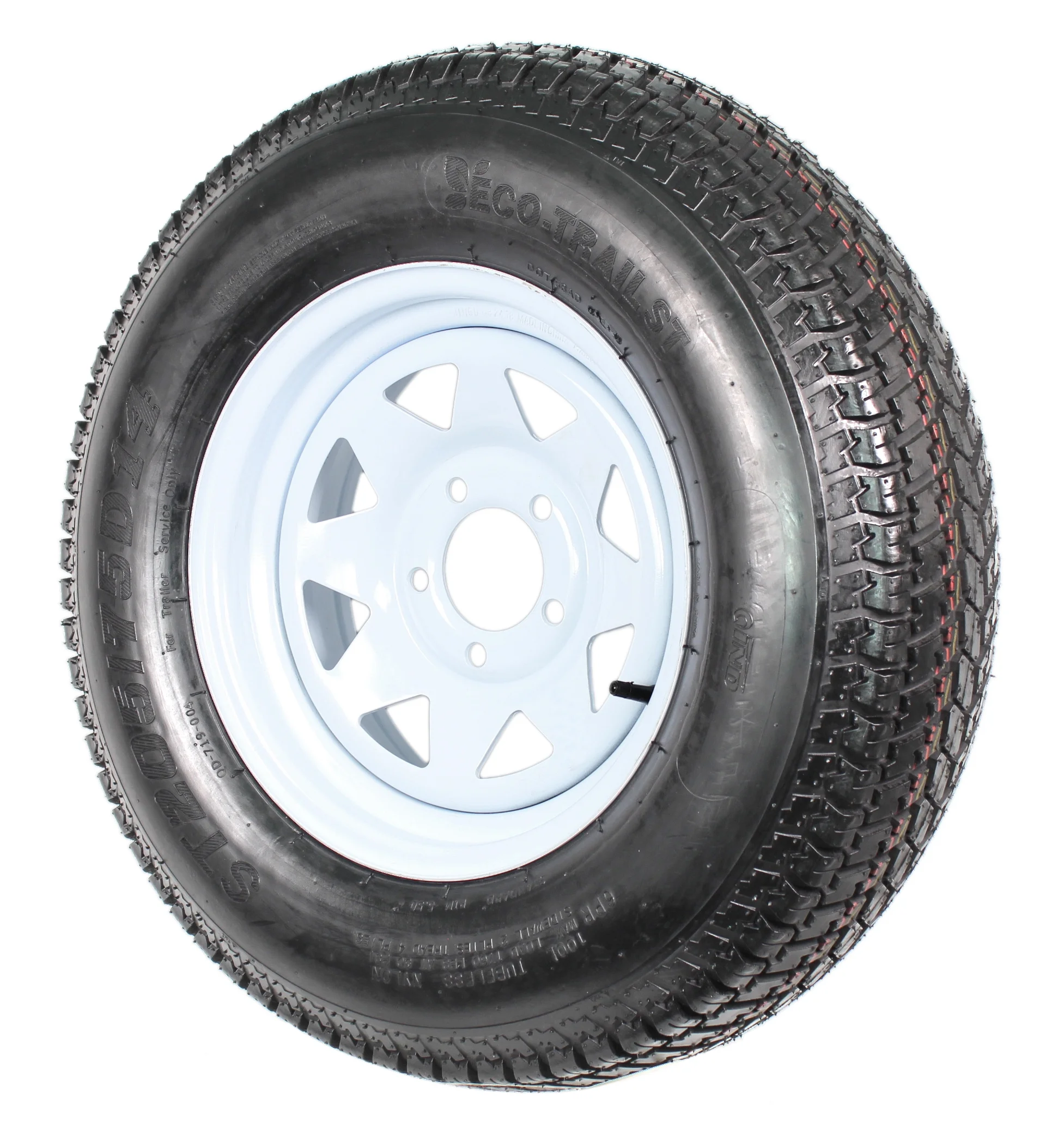 Ecustomrim 2 - Pack Trailer Tire on Rim ST205/75D14 205/75 D 14 In. LRC 5 Hole White Spoke