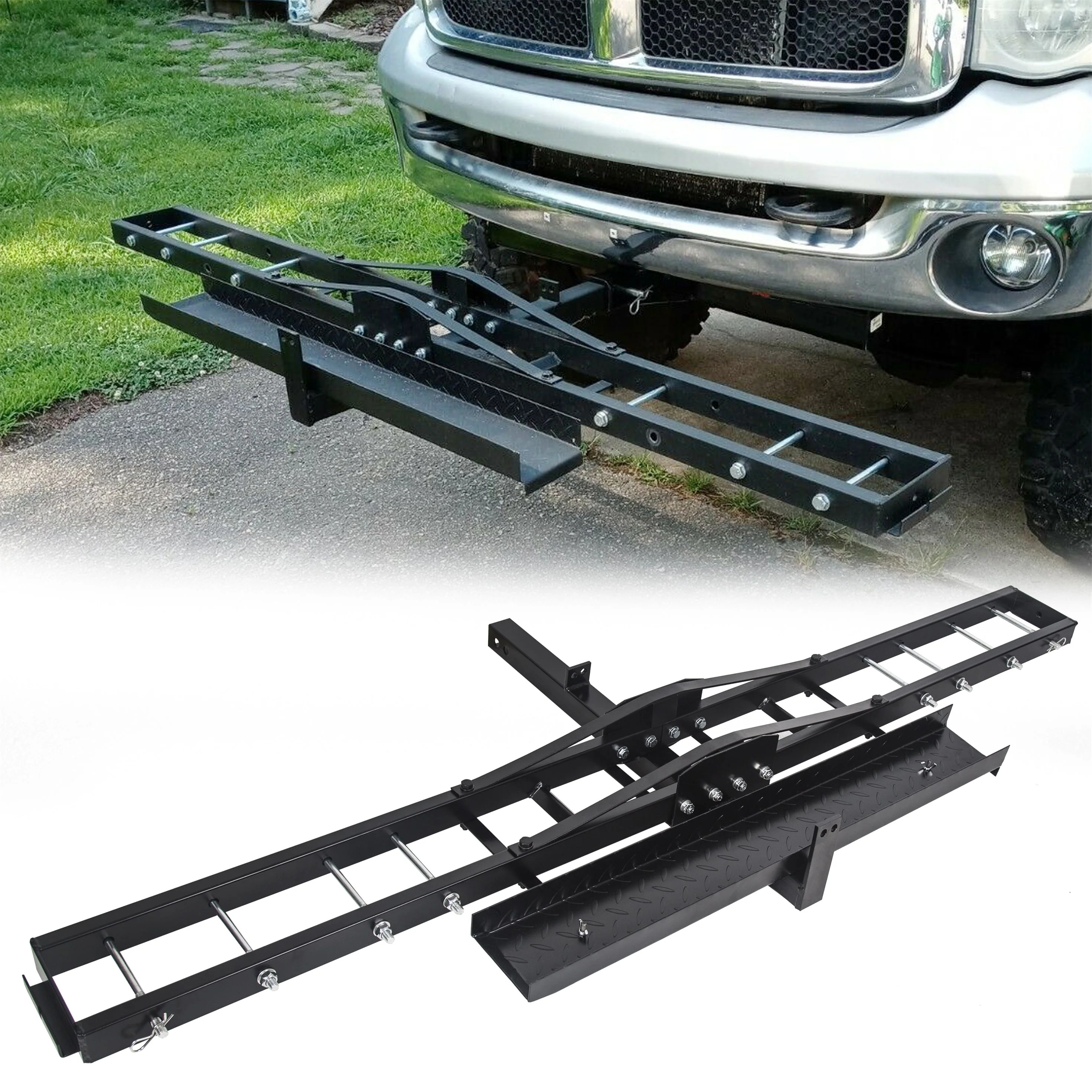 Kojem 500 lb Heavy Duty Motorcycle Dirt Bike Scooter Carrier Hitch Rack Hauler Trailer with Loading Ramp