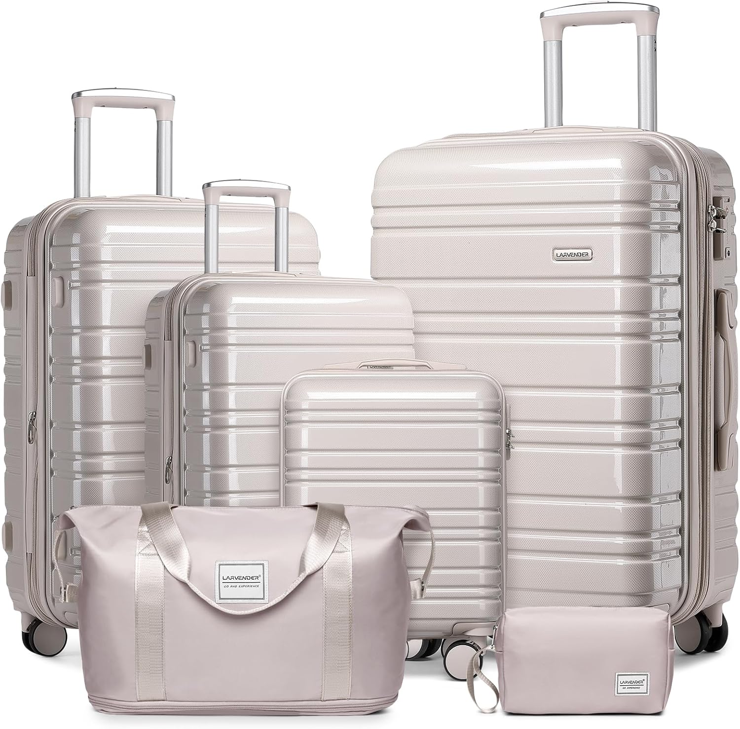 Ensemble de 6 valises, ensemble de valises rigides extensibles avec roulettes multidirectionnelles, ensemble de bagages à roulettes légers