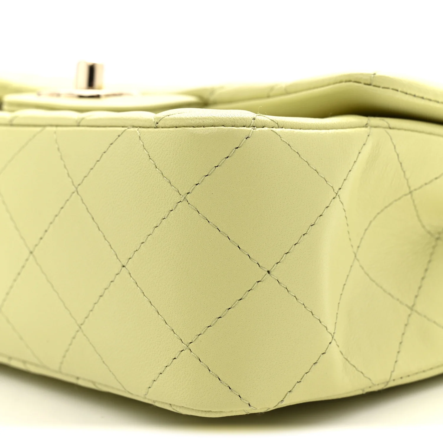 Lambskin Quilted Mini Rectangular Flap Light Green