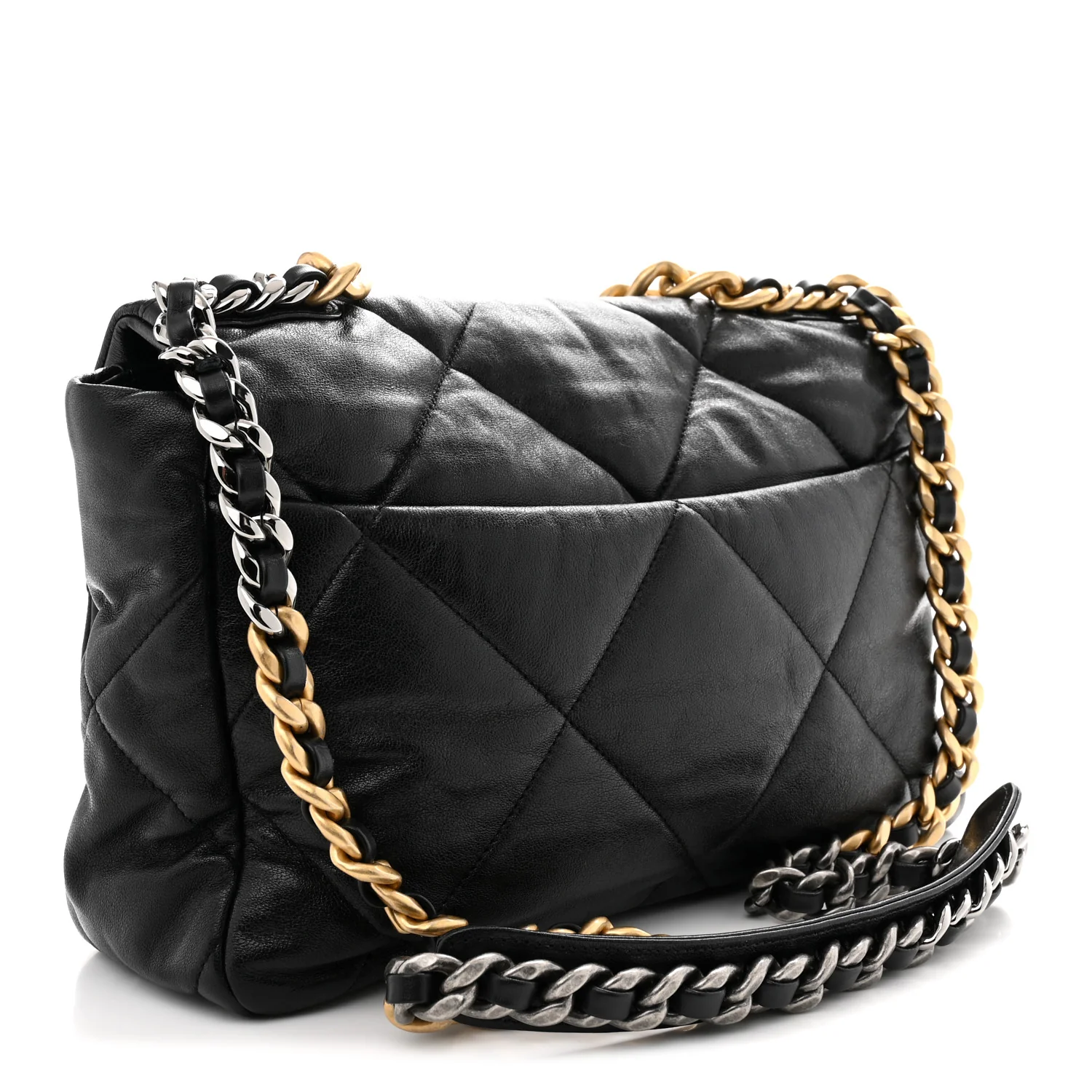 Goatskin Quilted Large Chanel 19 Flap Black