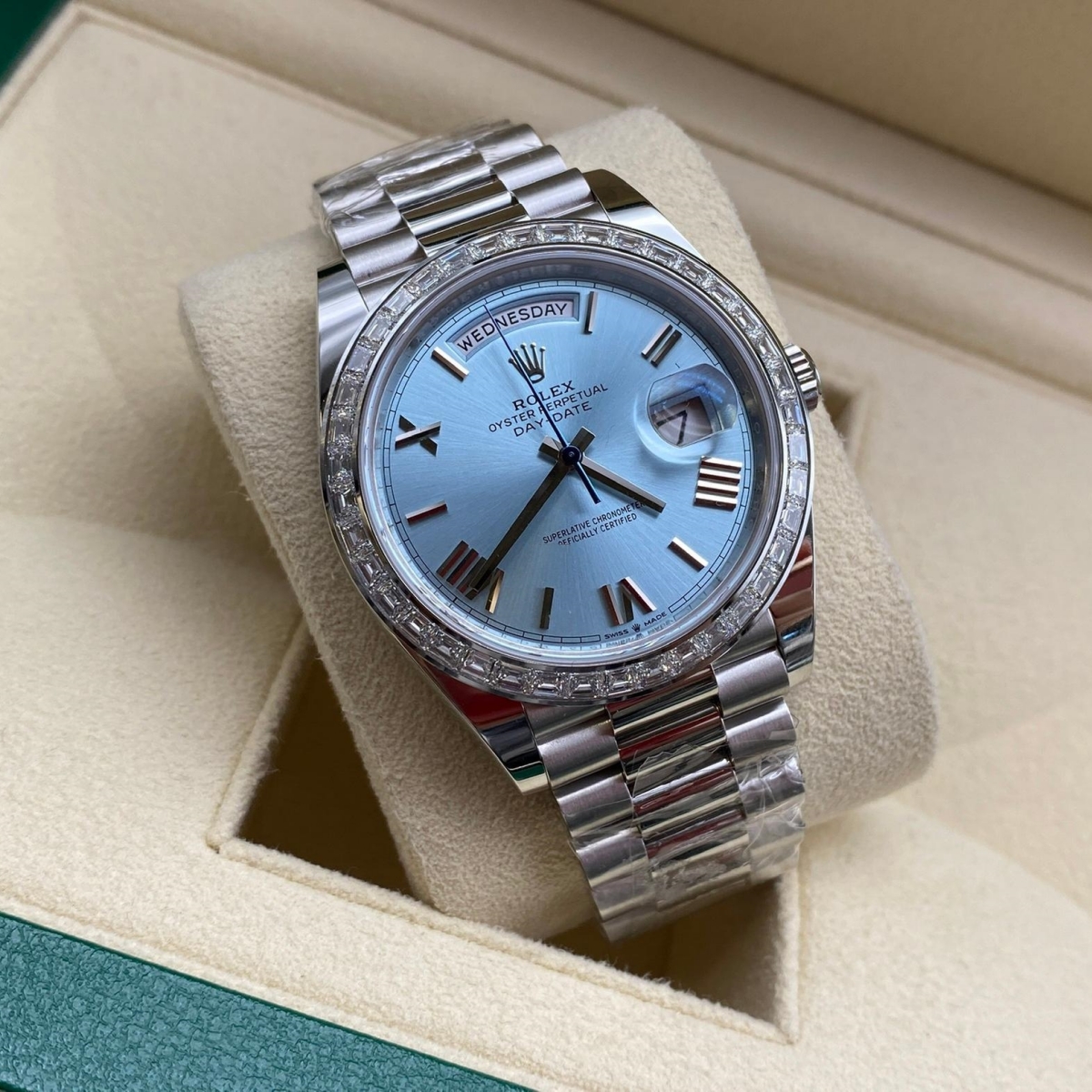 [Super Clone]RLX Day-Date 40mm 228396TBR-0030 Ice Blue Roman Dial