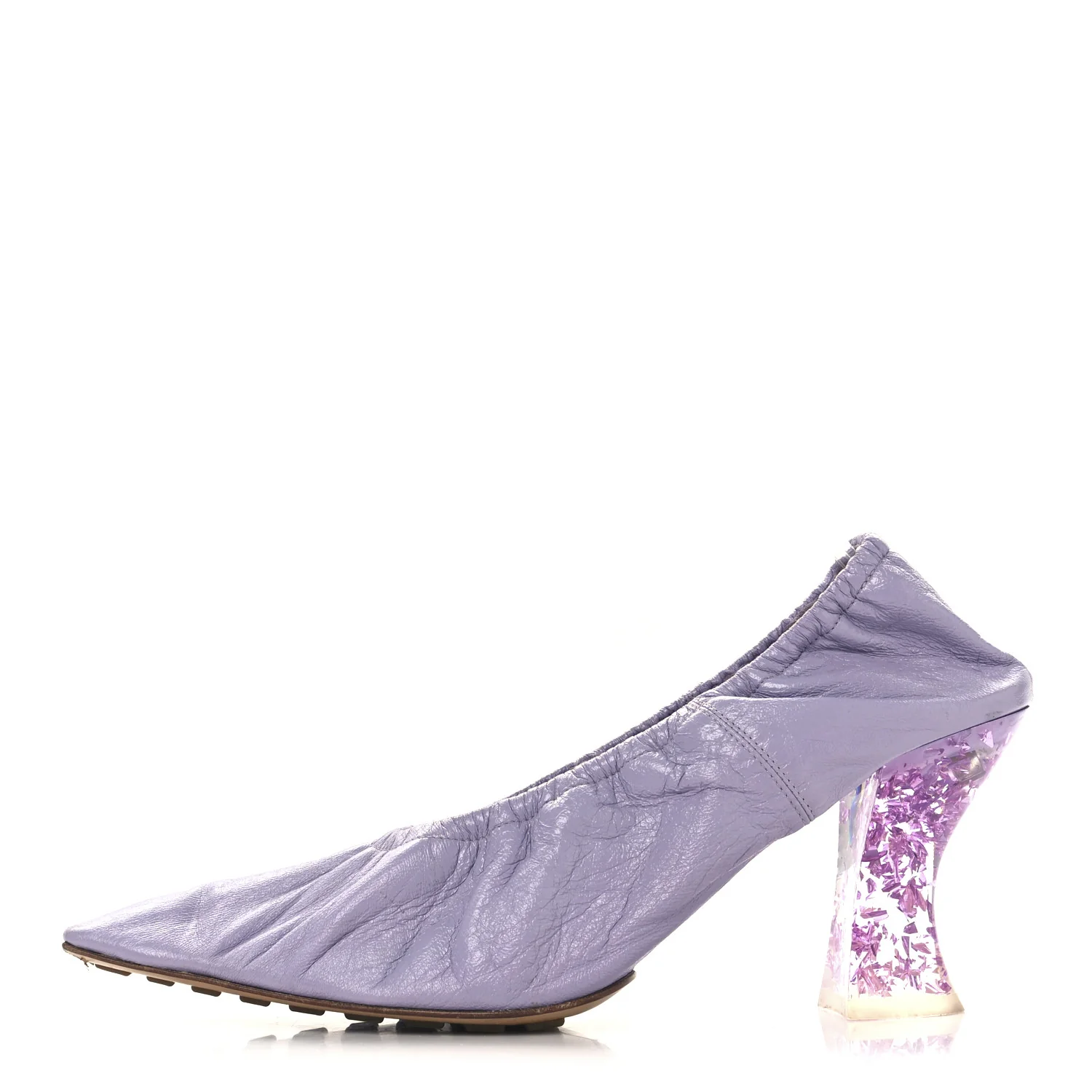 Crushed Nappa Glitter Plexiglass Almond Pumps 40 Lilac