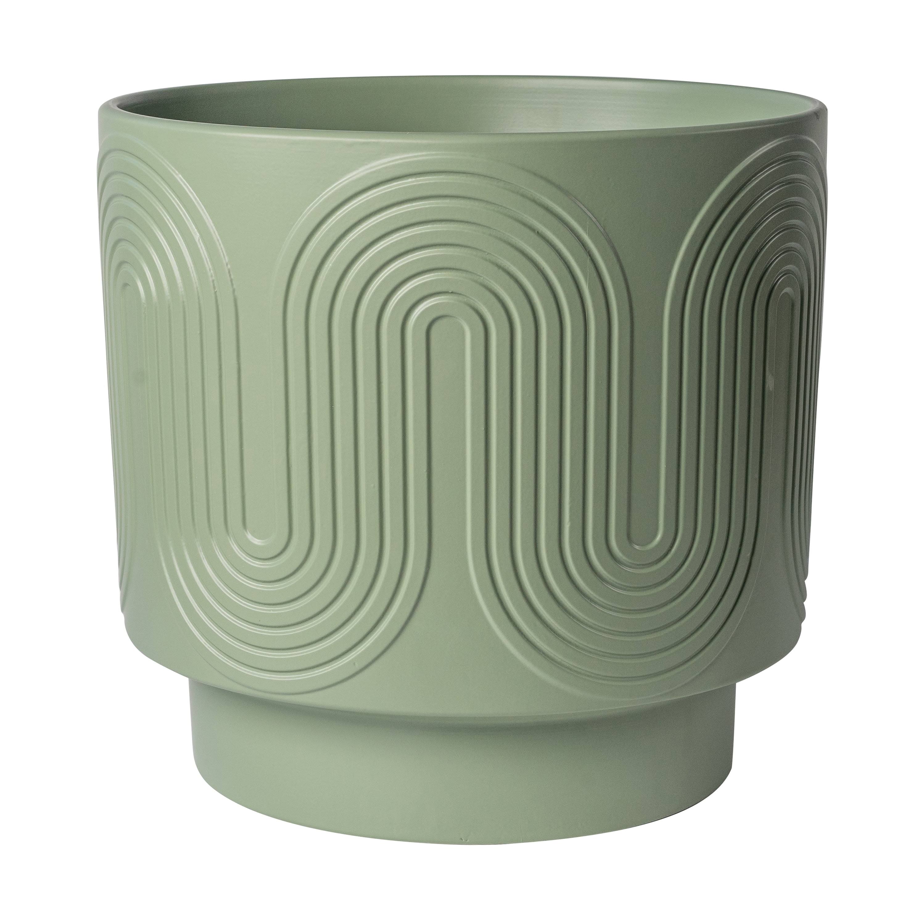 Better Homes & Gardens Pottery 12 inch Amy Wave Ceramic Planter, Green
