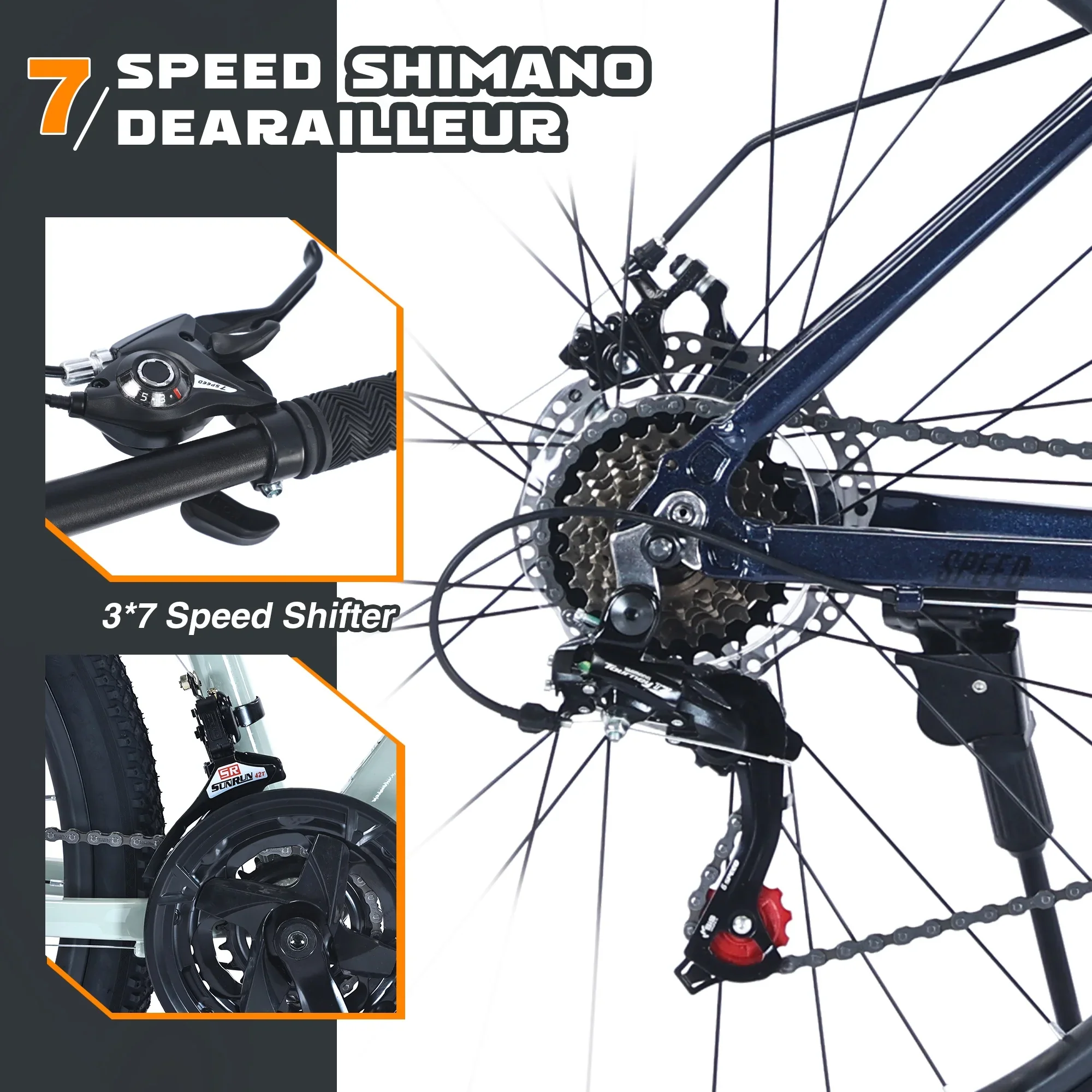27.5inch Mountain Bike with Disc Brakes, 21 Speed Bike for Adult Women Men, Suit for Rider 5'1-5'8, Blue
