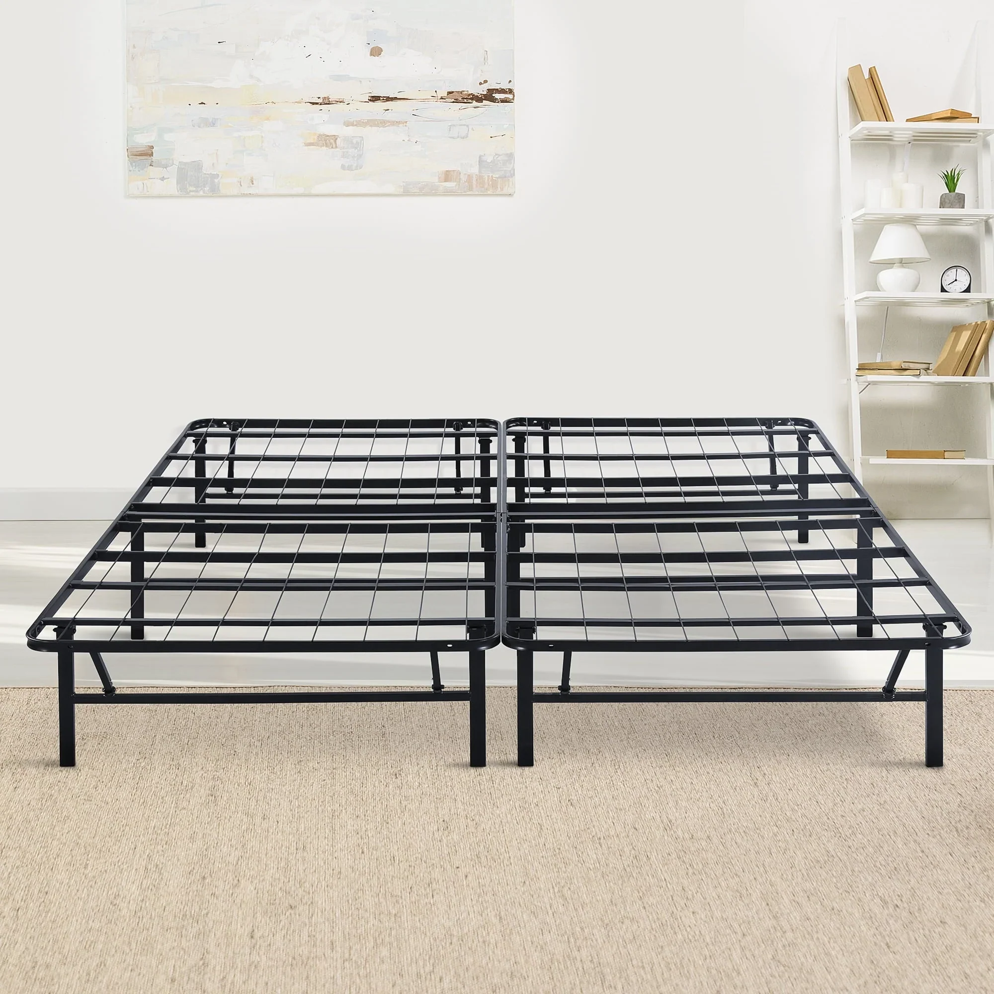 GrandRest 14'' Adult Elegant Metal Bed Frame with Foldable Legs, King