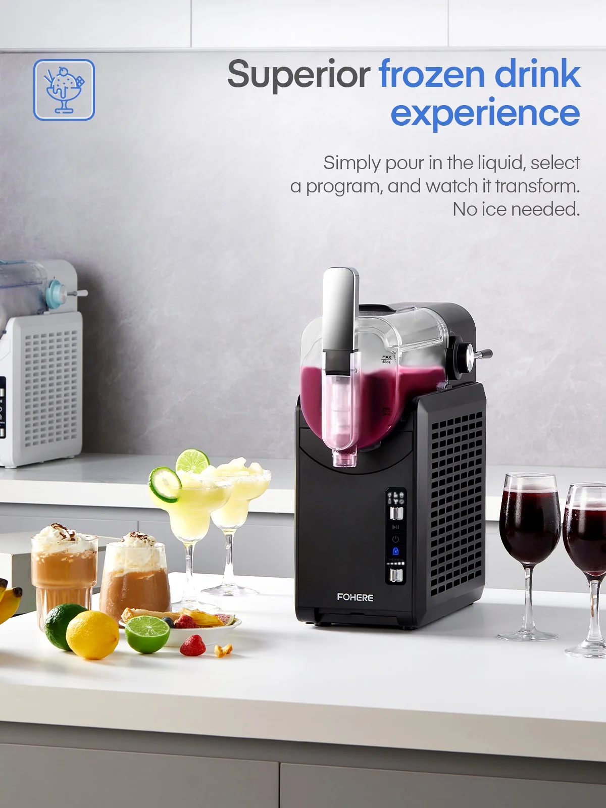 5-in-1 Slushie Machine, No Ice Needed, 15 Min Slushy Machine for Home with Self-Cleaning, Professional Frozen Drink Maker, 5 Preset Programs, Frozen Margaritas, Frapp��s, Milkshakes, and More - Image 5