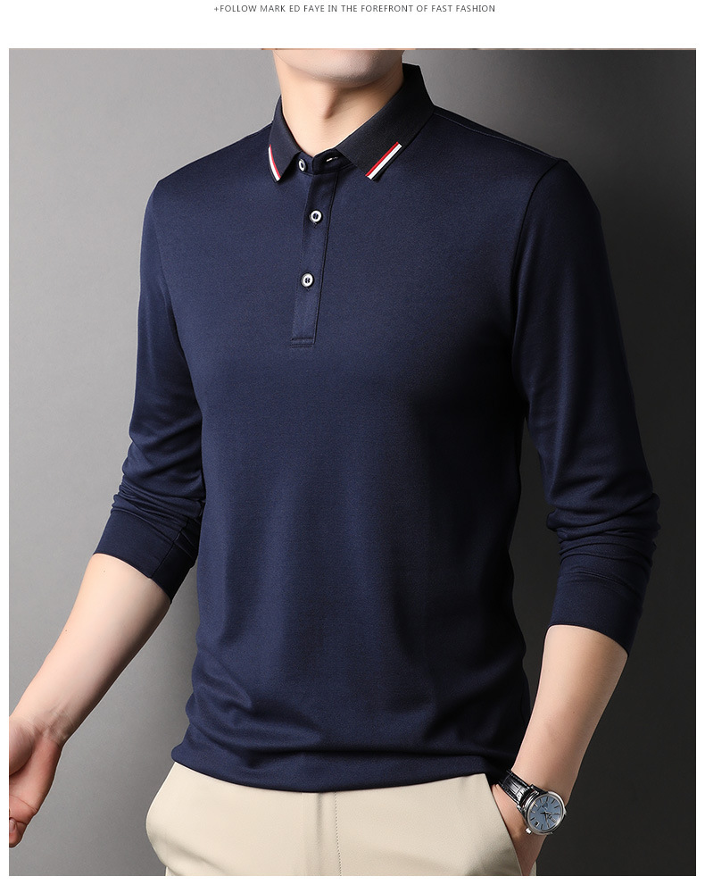 Polo à manches longues bleu marine pour homme