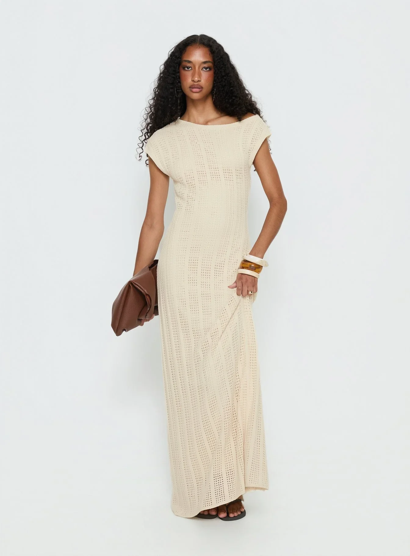 Break My Soul Knit One Shoulder Maxi Dress Beige