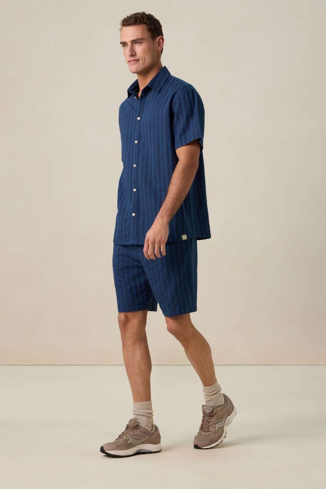 Donkerblauw gestreepte short