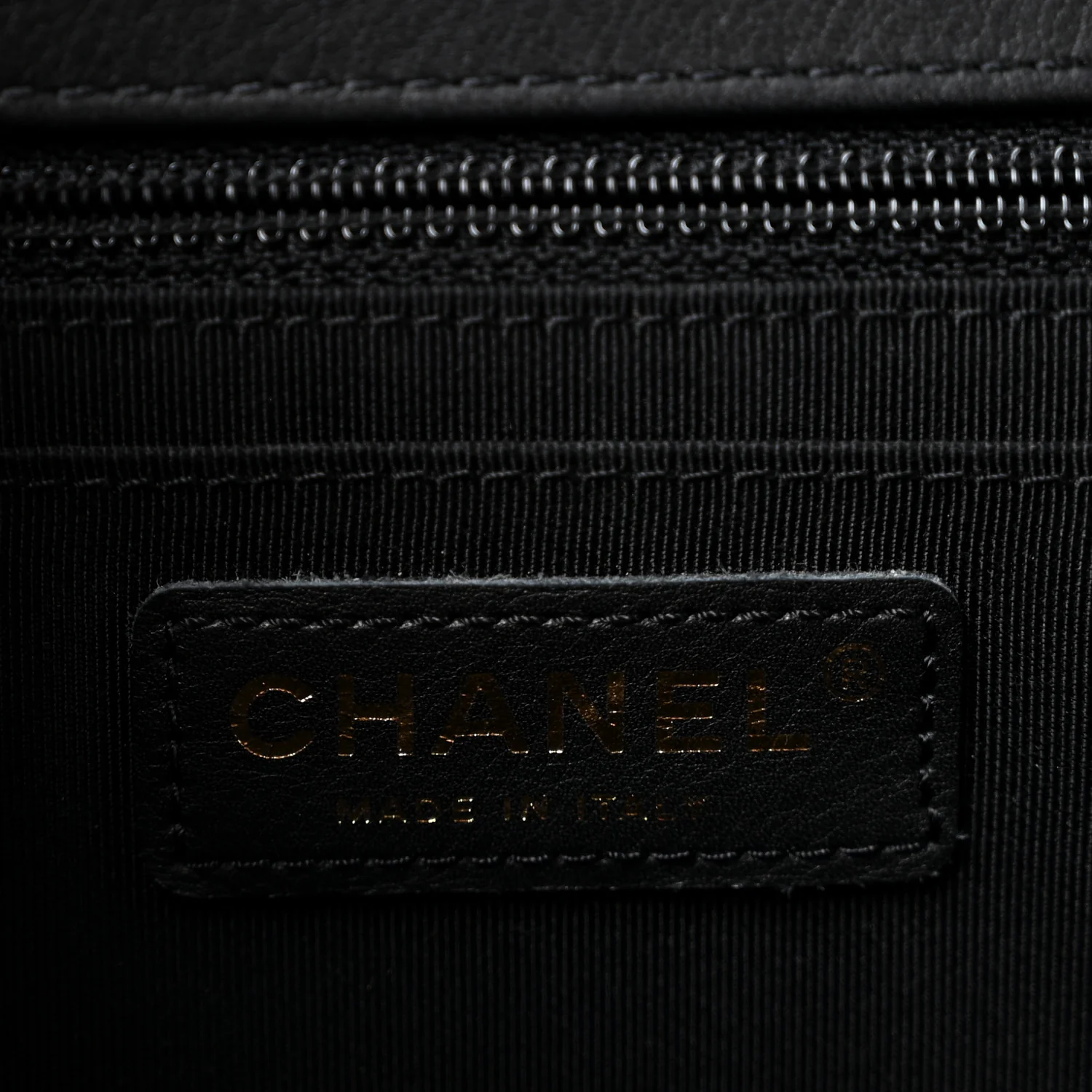 Calfskin Chevron Quilted Large Statement Flap Black