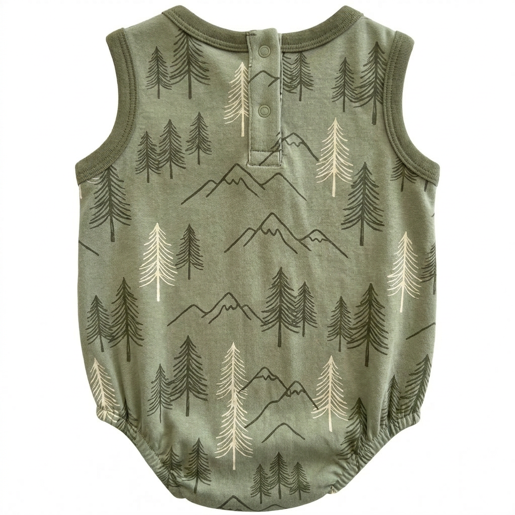 Cute Full Print Sleeveless Baby Bodysuit Back Button Design Toddler Home Wear Breathable Summer Newborn Romper
