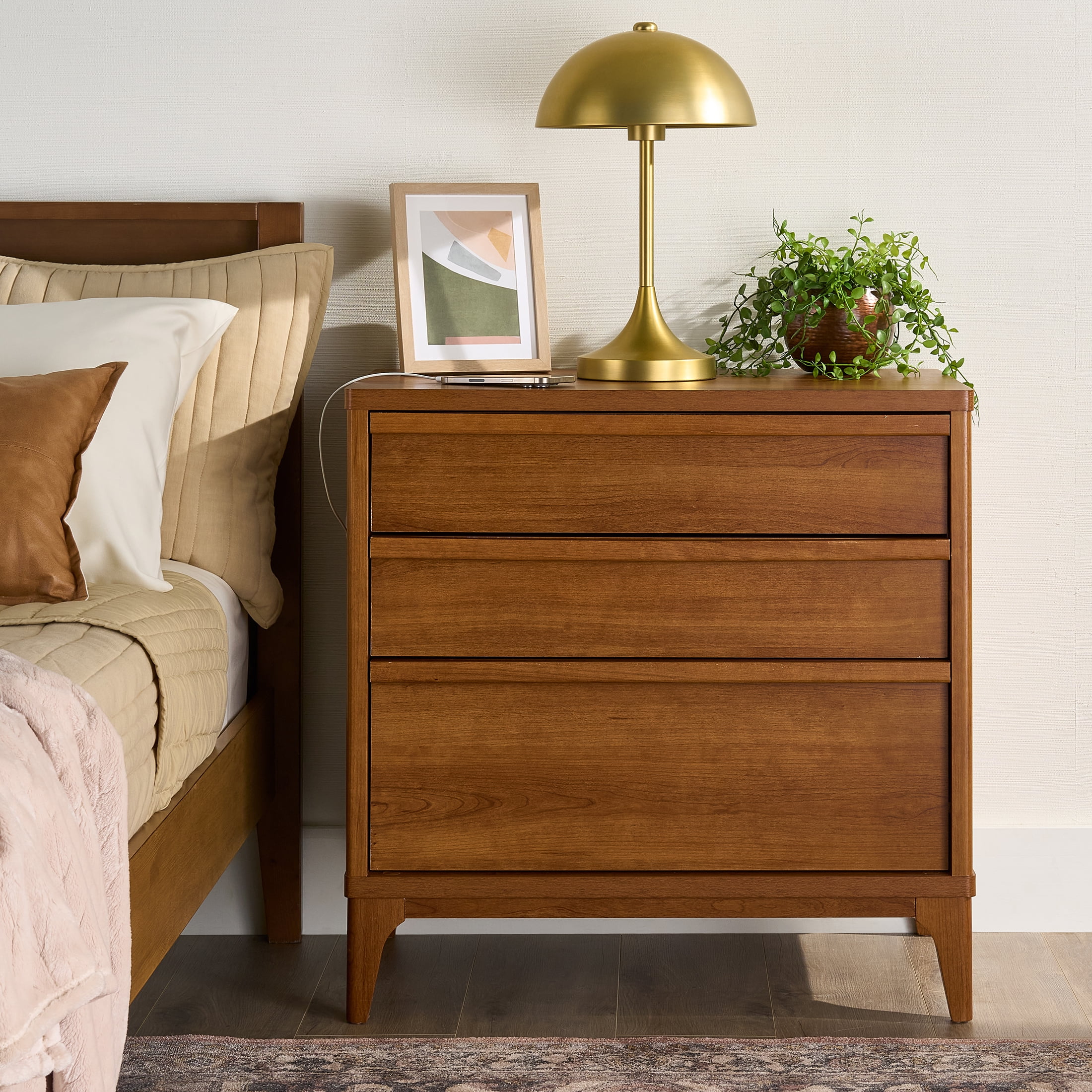 Greyson 3-Drawer Nightstand with USB, Acorn Finish(Single) - Image 2