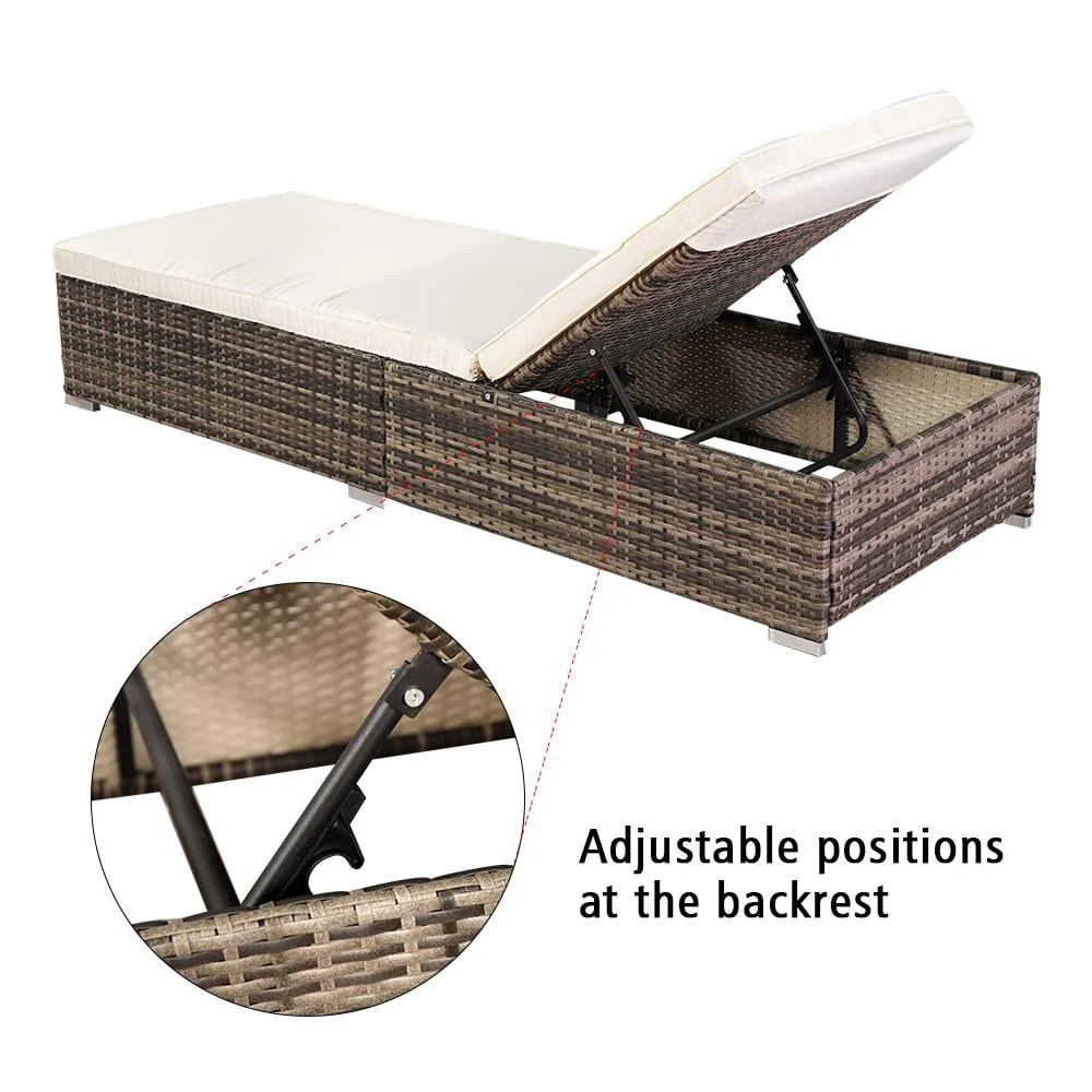 Outdoor Wicker Rattan Sunloungers Recliner Sun Bed Lounger Pool Garden - Image 6