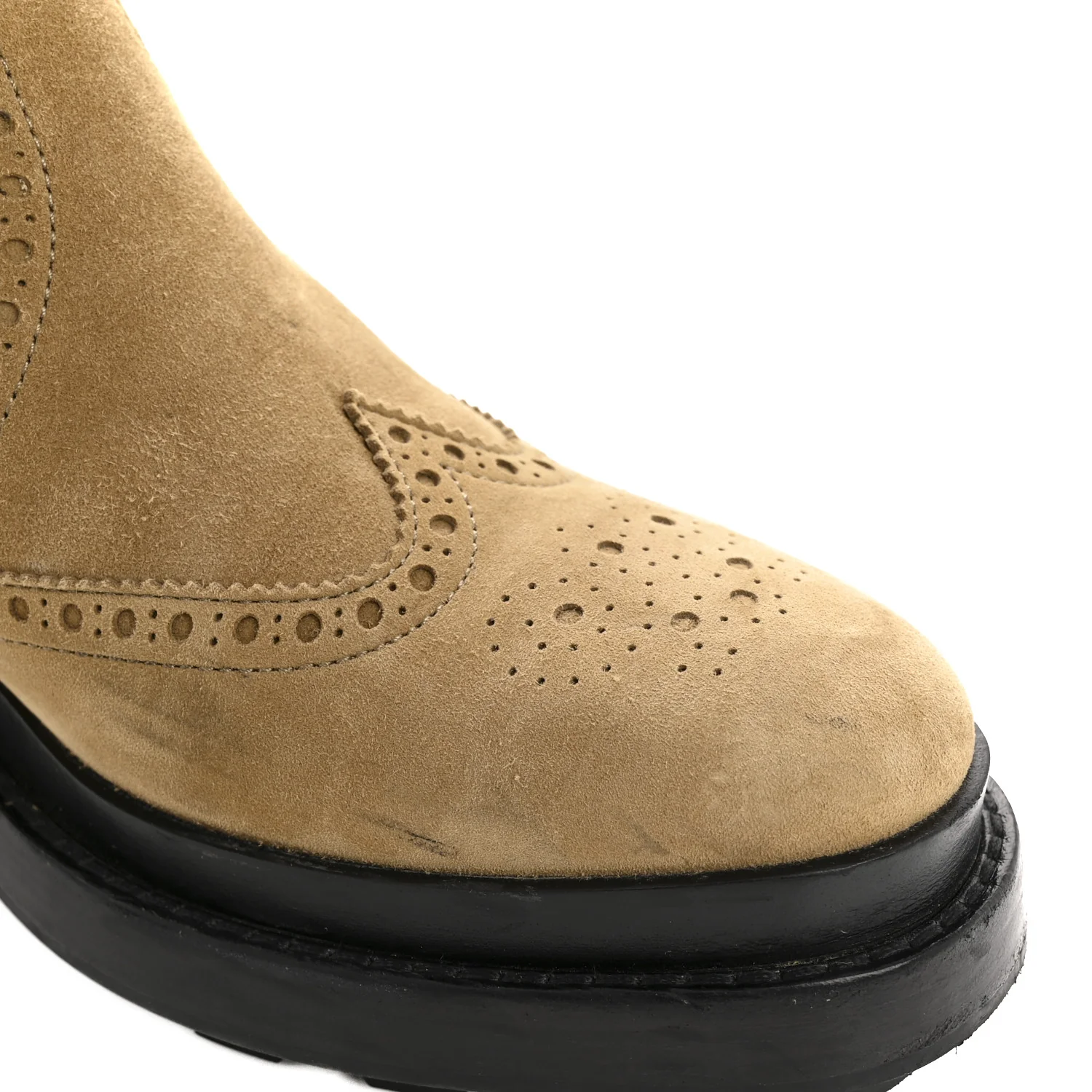 Suede Goatskin Chelsea Ankle Boots 37 Beige Gobi