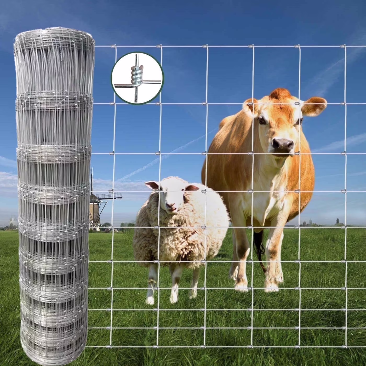Farm Fence, 4ft x 164ft Galvanized Wire Fencing, Cattle Fence, Deer Fence, Heavy Zinc Coating Farm Fence Used to Hog Goat Fencing for Yard Garden and Field(4' x 164')