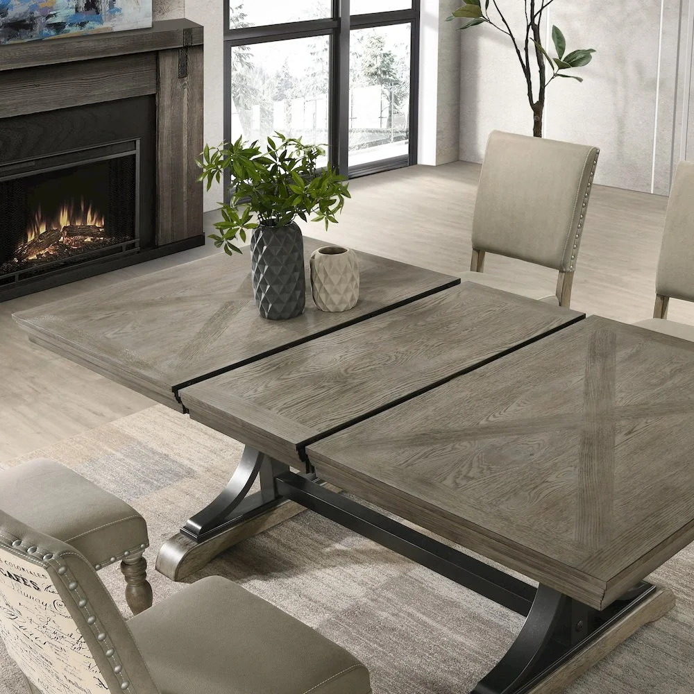 Birmingham Nailhead 6 - Piece Table with Nail Head Bench Dining Set, Driftwood