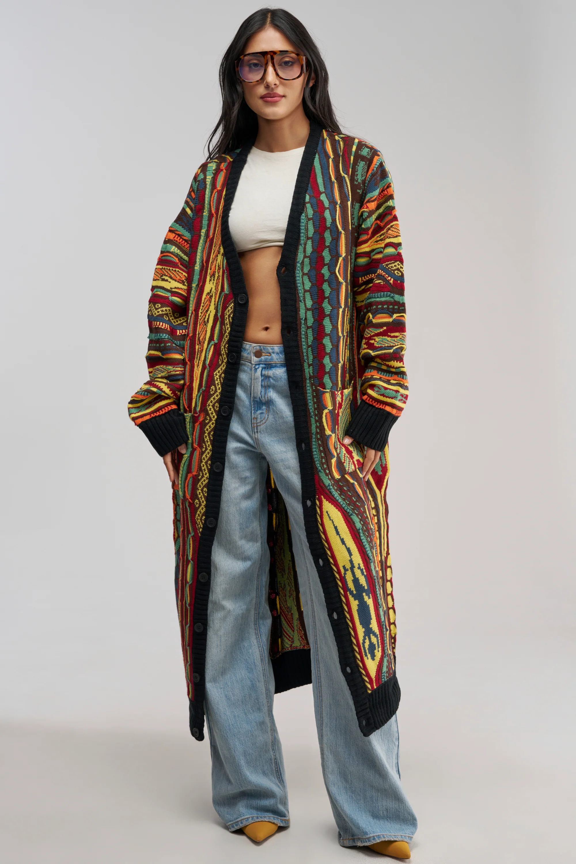 VINTAGE MULTICOLORED LONG CARDIGAN - Akira Store