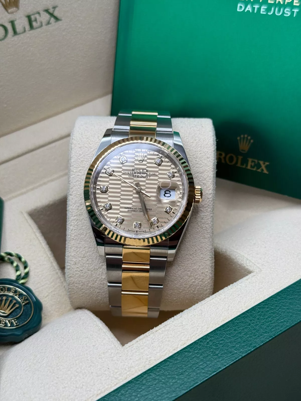 [Super Clone]RLX  Datejust 36mm 126233-0046 Golden Fluted Motif 36mm Dial Oyster Bracelet