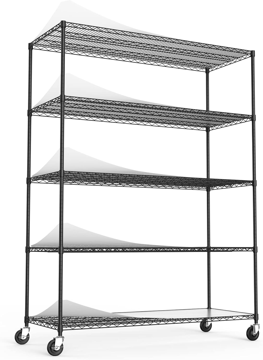 5 Tier 7500lbs Capacity NSF Metal Shelf Wire Shelving Unit, Heavy Duty Adjustable Storage Rack with Wheels & Shelf Liners for Commercial Grade Utility Steel Storage Rack, Black - 82