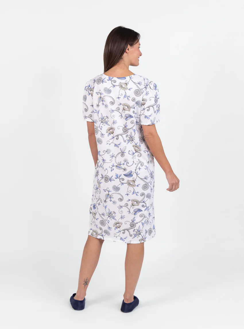 Chemise de nuit femme en coton bleu