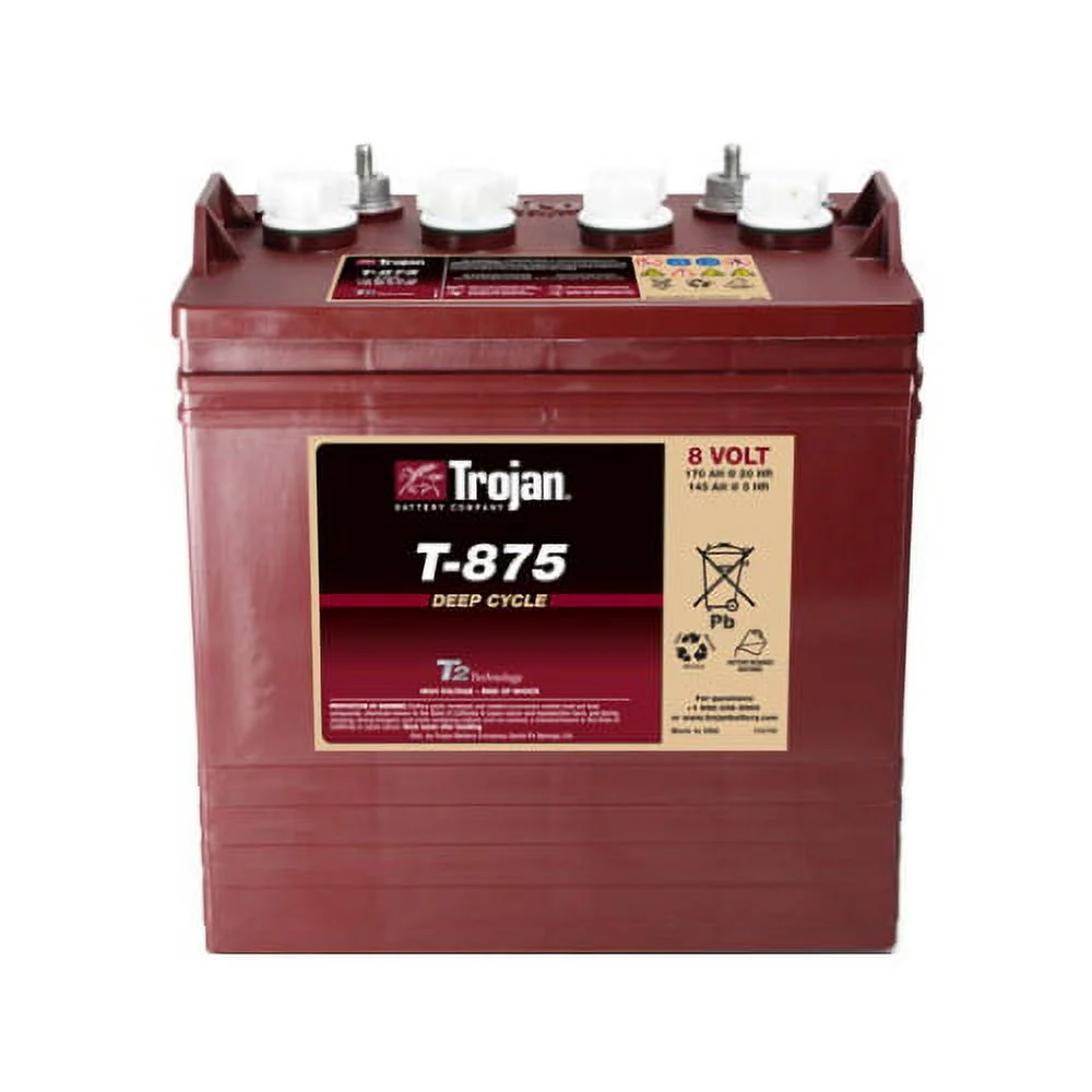 Trojan T - 875 8V 170ah Flooded Lead Acid GC2 Deep Cycle Battery X2