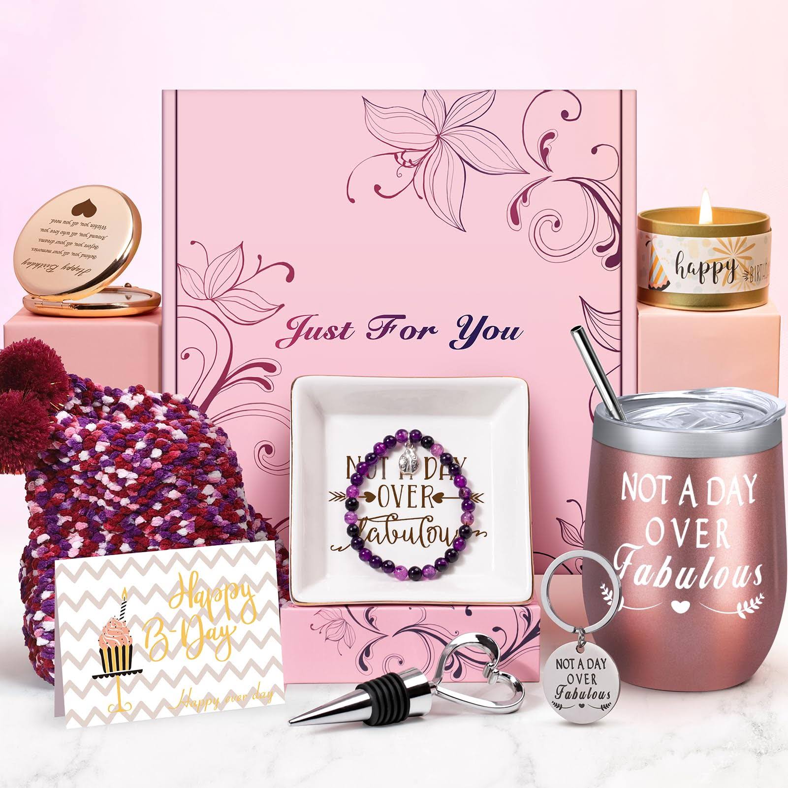 Gumry Birthday Gifts for Women, Fabulous Gift Basket Tumbler Relaxation Gifts for Women,Happy Birthday Gifts for Her Women Friends Sister Mom-Unique