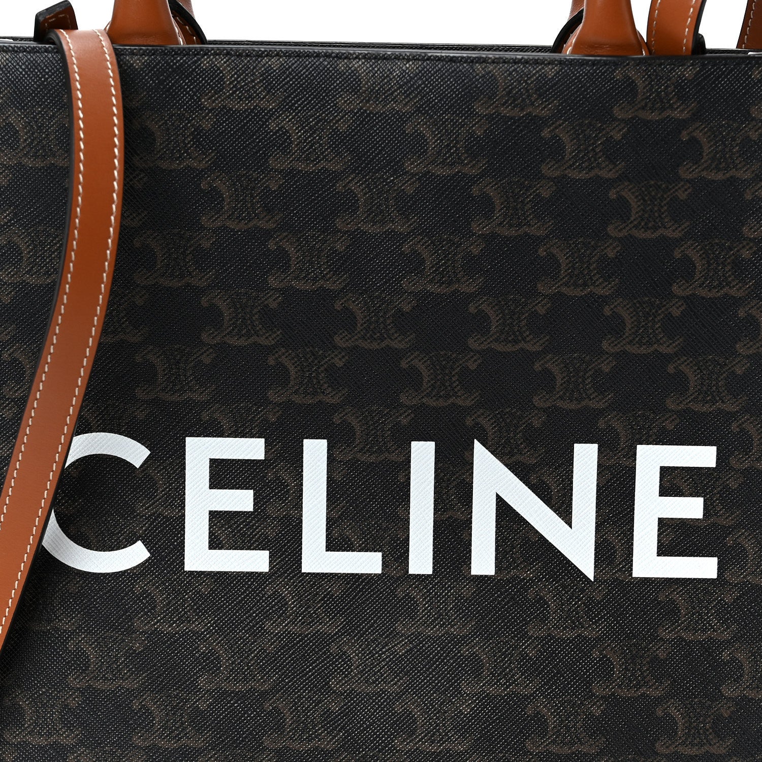 Triomphe Canvas Calfskin Small Vertical Cabas Tan