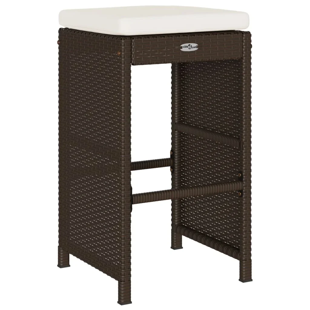 vidaXL Patio Bar Stools with Cushions Pub Chair Seating Poly Rattan garden