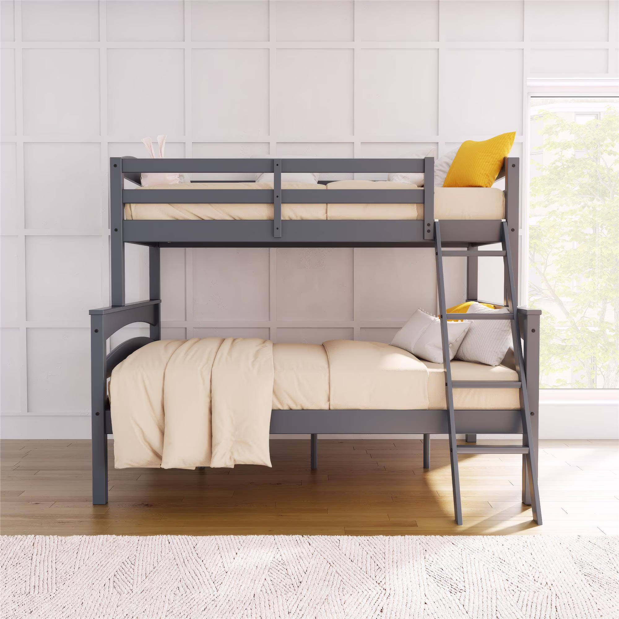 Better Homes & Gardens Leighton Kids' Convertible Twin-Over-Full Bunk Bed, Gray