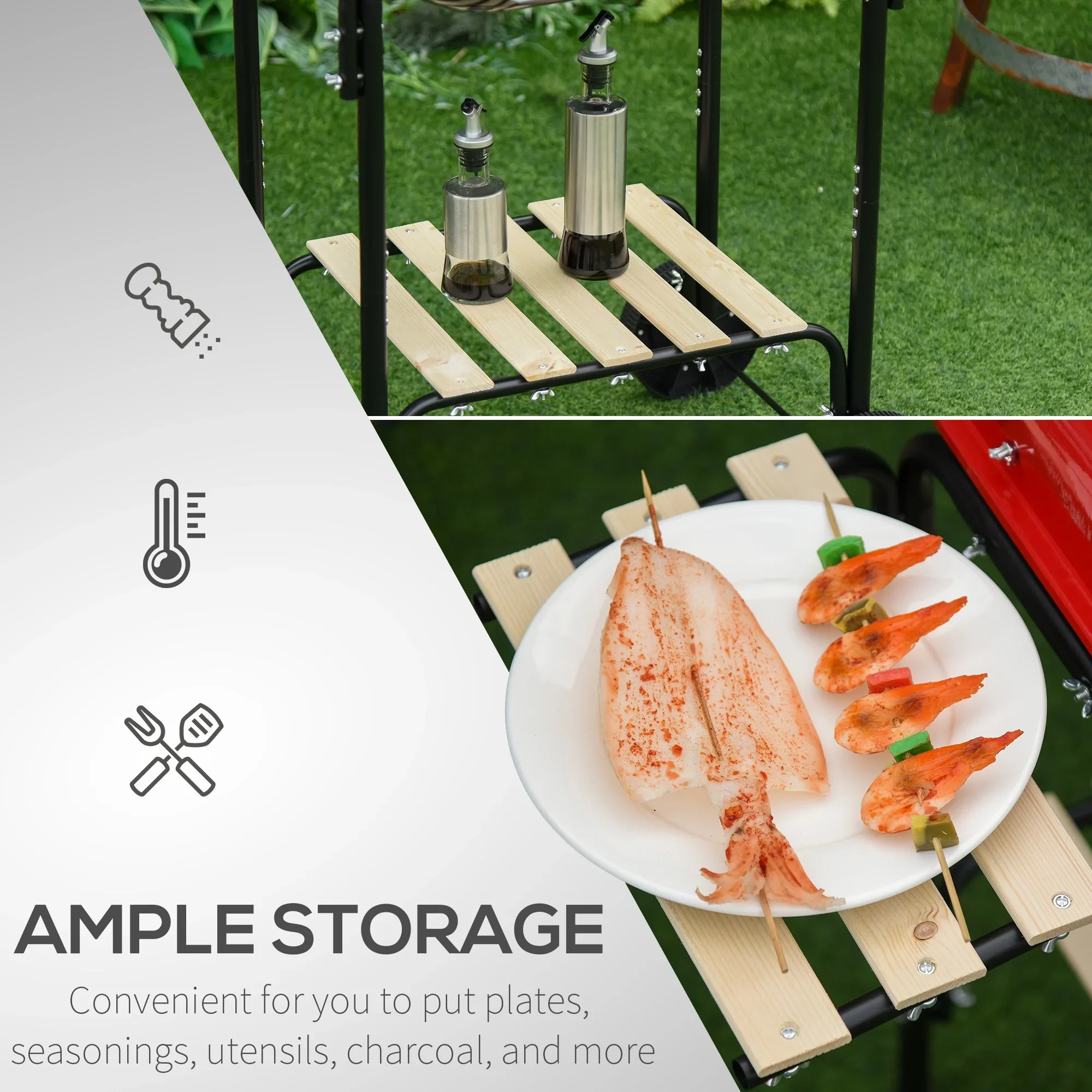 19�� Steel Porcelain Portable Outdoor Charcoal Barbecue Grill