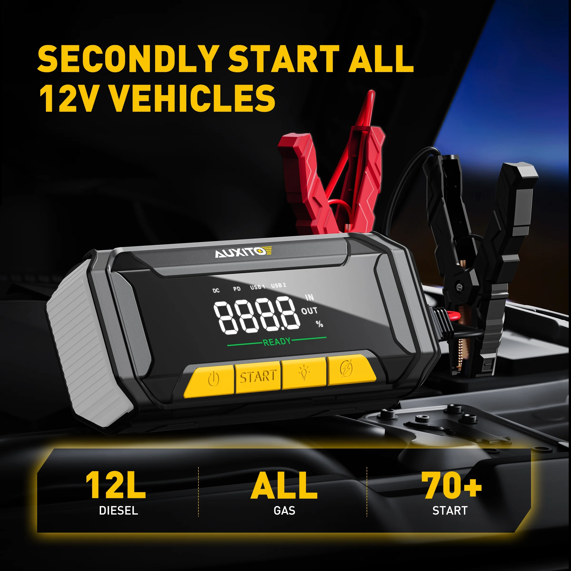 Jump Starter 8000A Peak Jump Box(All Gas,up to 10.0L Diesel Engine) 12V Car Portable Battery Jump Starter,Auto Battery Booster Pack,with 3-Mode Flashlight - Image 5
