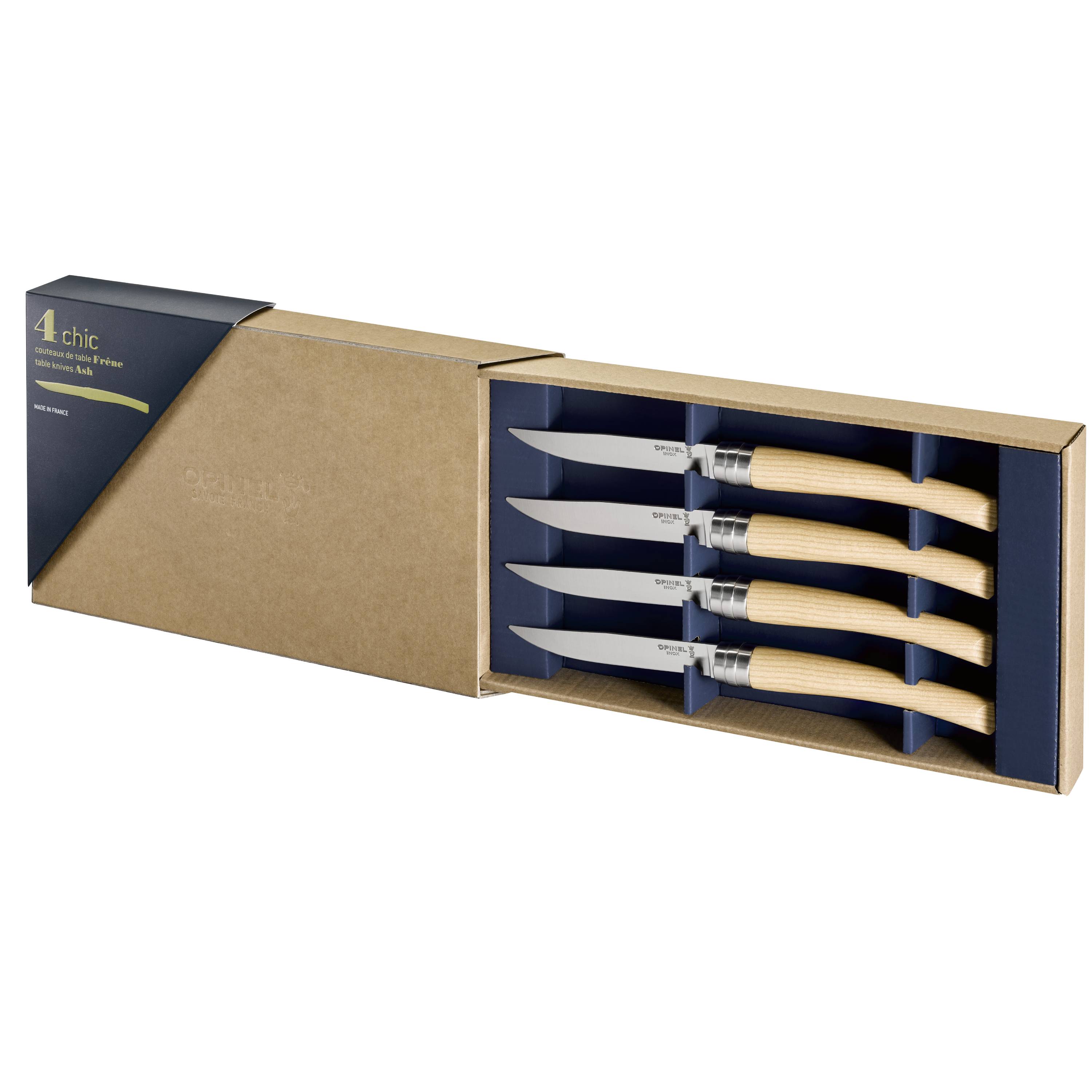 Opinel Table Chic tafelmessenset - 4-delig - essenhout - glad lemmet