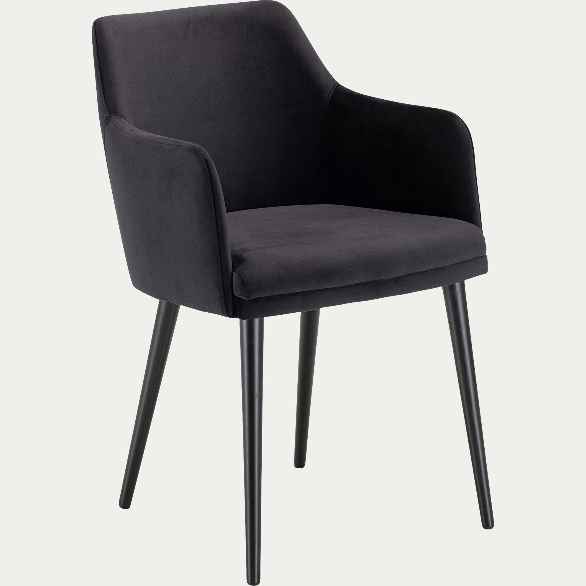 MANE - Chaise en tissu effet velours avec accoudoirs - noir