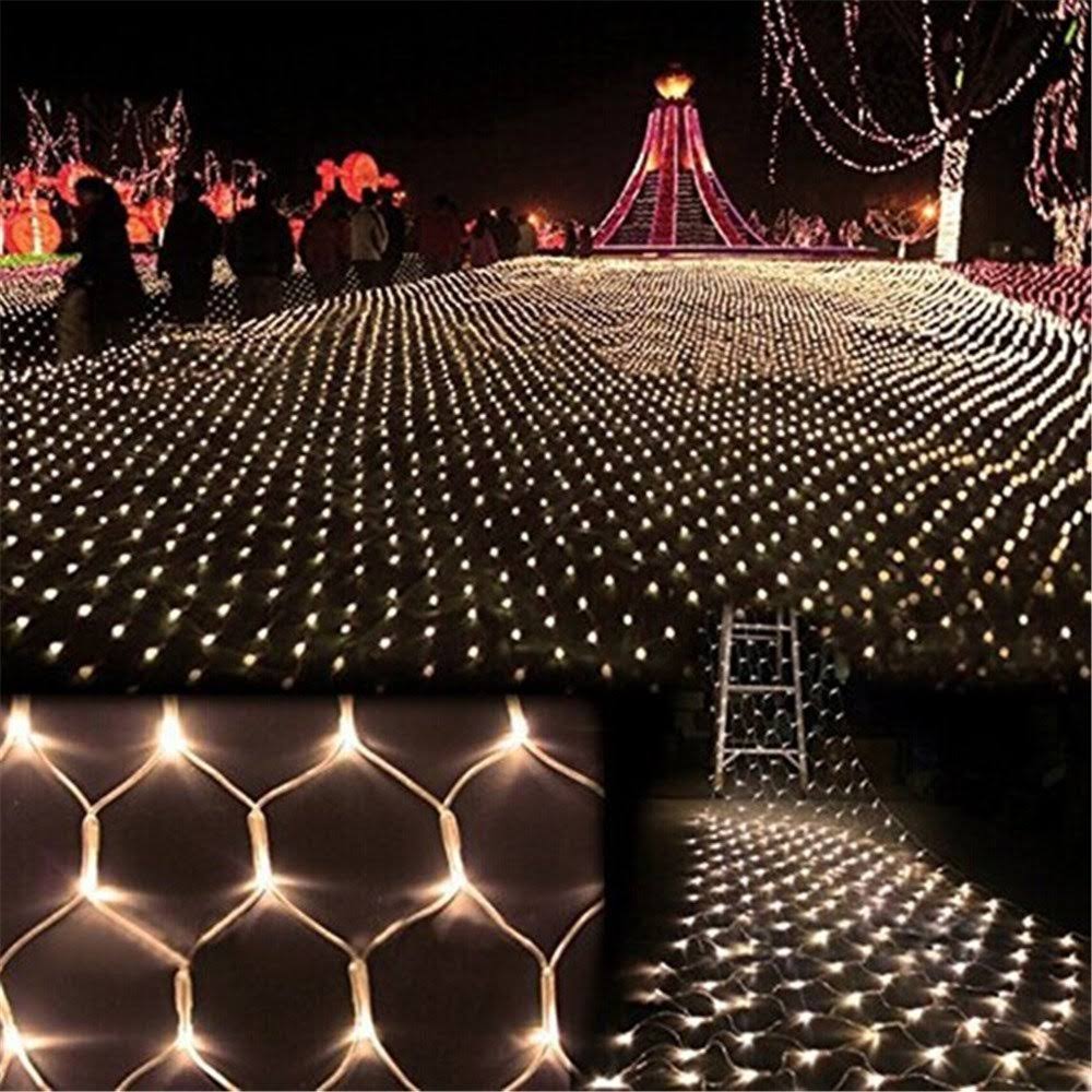 DOCHEER LED Net Mesh String Fairy Light Warm White 9.8ft x 6.6ft 204 LEDs 8 Modes LED Indoor Outdoor String Lights Waterproof Wedding Party Garden