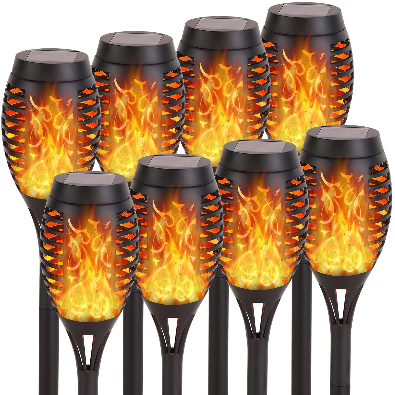 RIDALUX Upgraded Solar Outdoor Lights, 8 Pack Solar Torches Lights with Flickering Flame for Garden Decor, Mini Solar Landscape Lights Outdoor