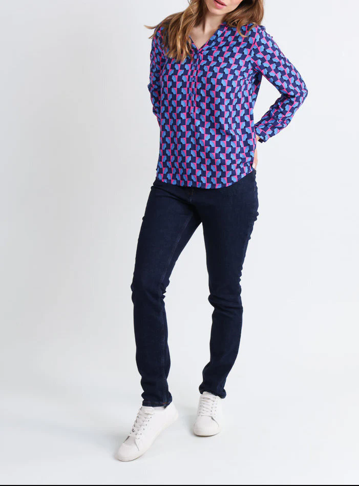 Blouse femme en viscose chaude bleu