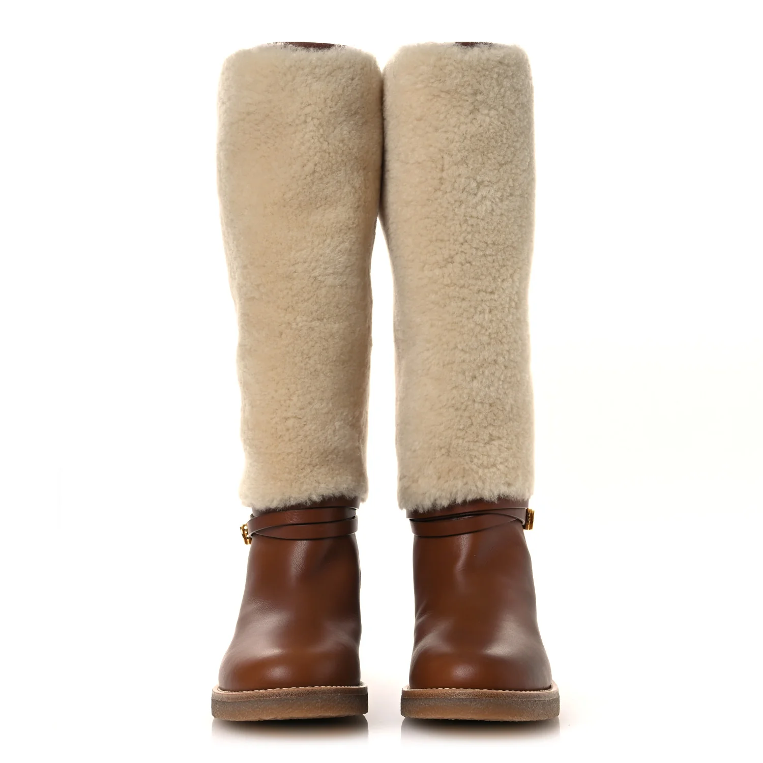 Calfskin Shearling D-Furious Boots 40.5 Dark Tan