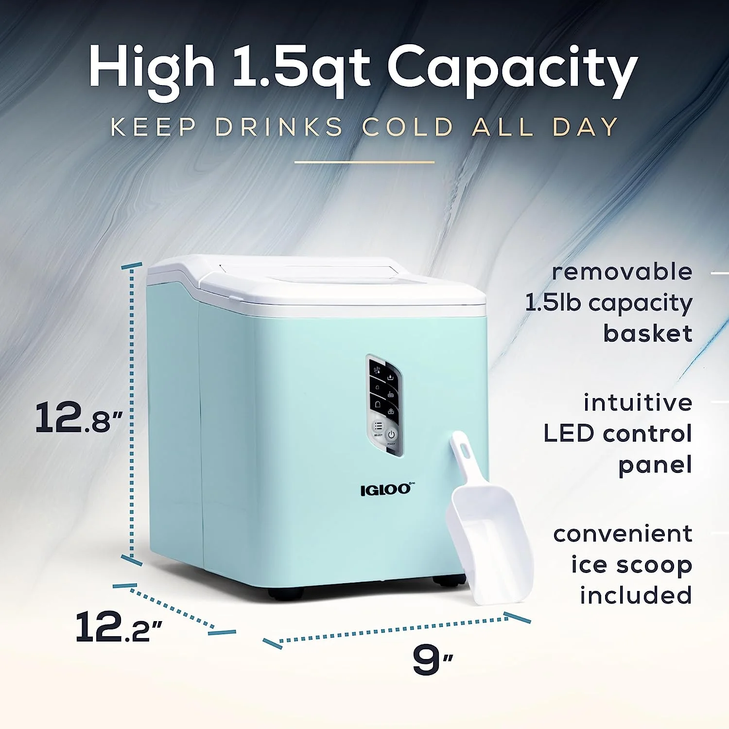 Automatic Ice Machine Self Cleaning Countertop Ice Maker for Water Bottle Drinks, Aqua(Aqua) - Image 2