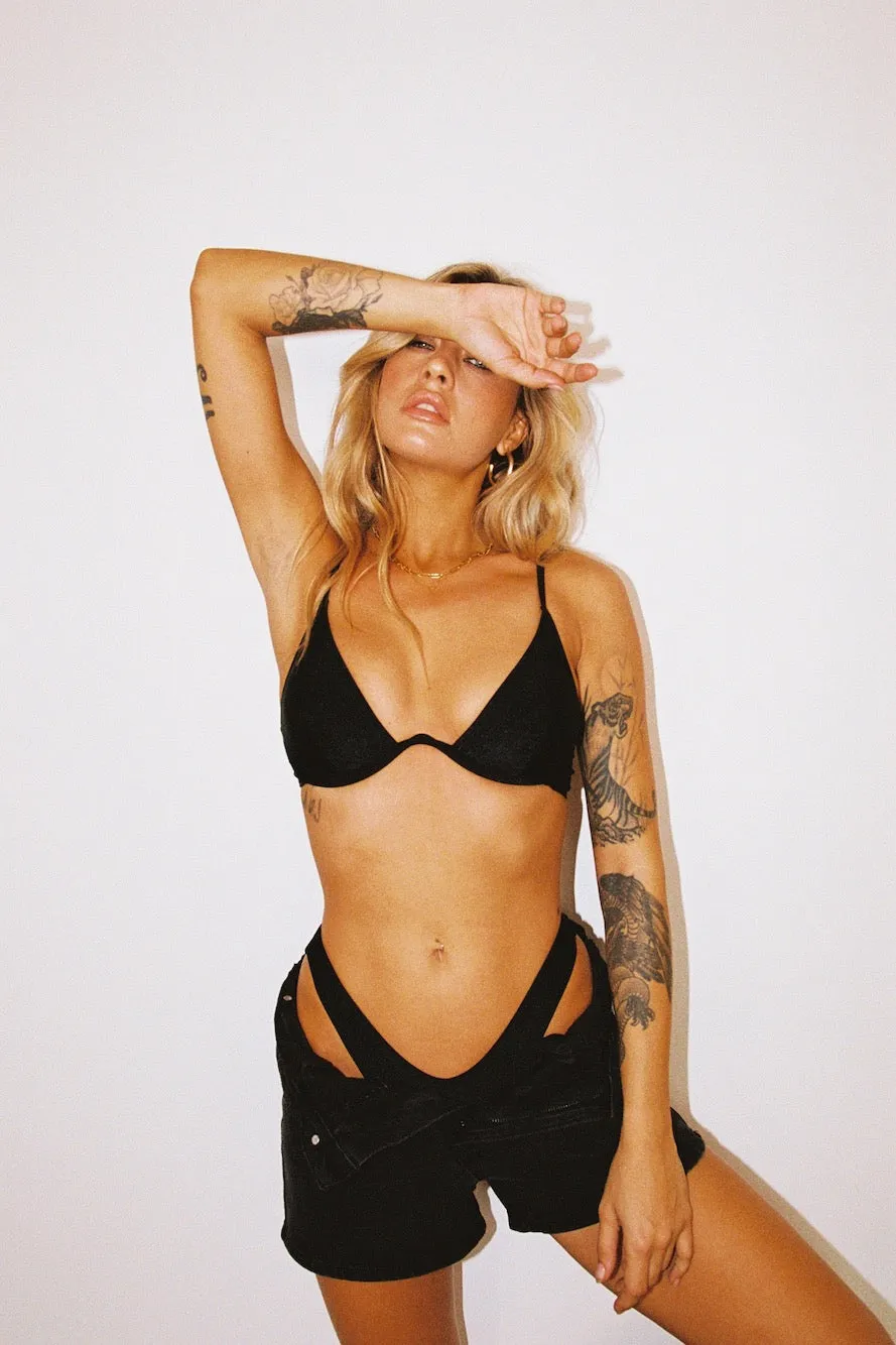 HELLO MOLLY DNM High Rise Denim Shorts Black