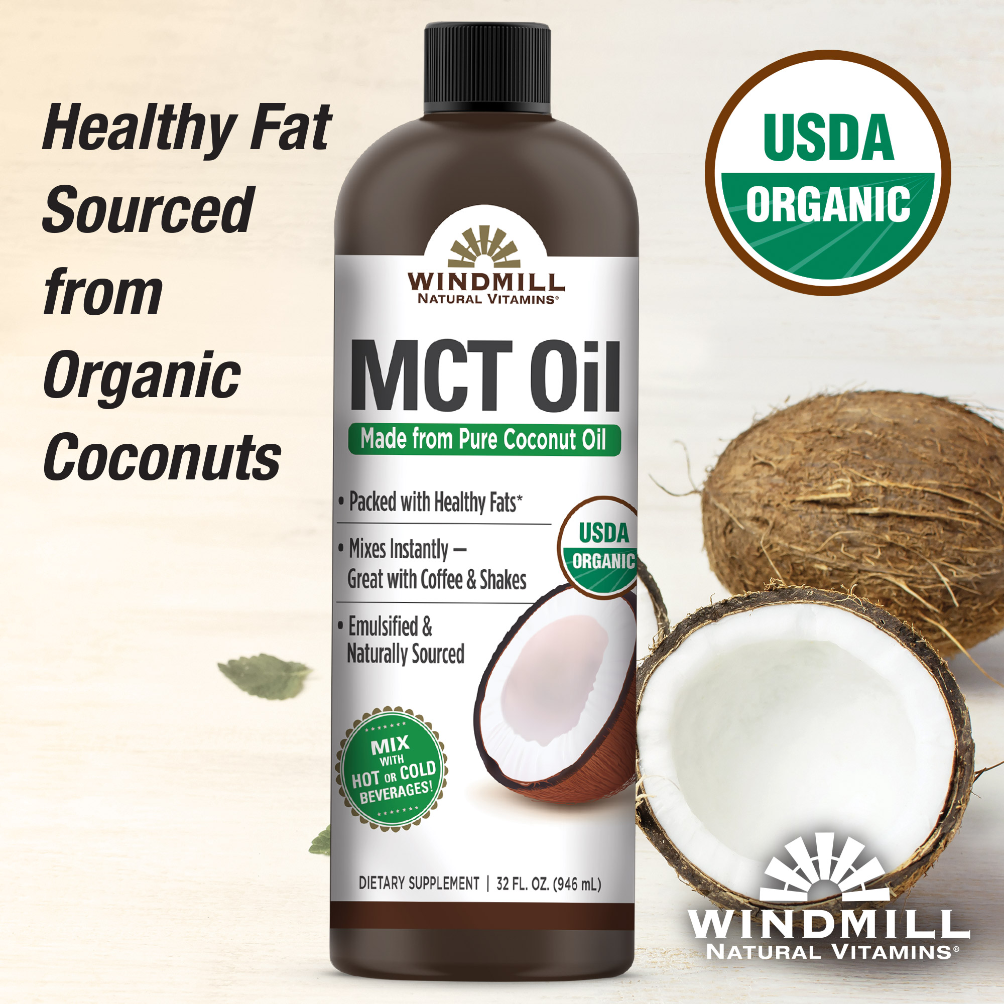 Windmill USDA Organic MCT Oil, 32 Fl Oz