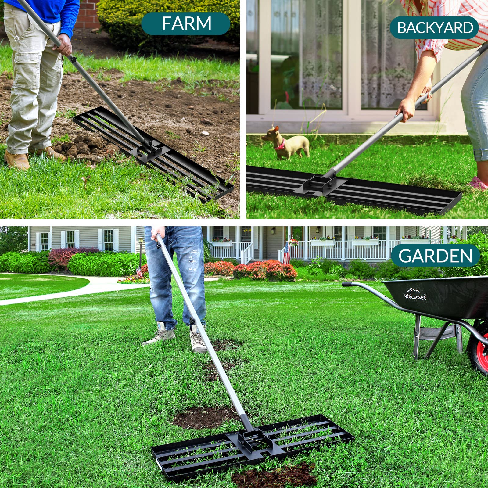Walensee Lawn Leveling Rake. 7FT 45x10 Levelawn Tool