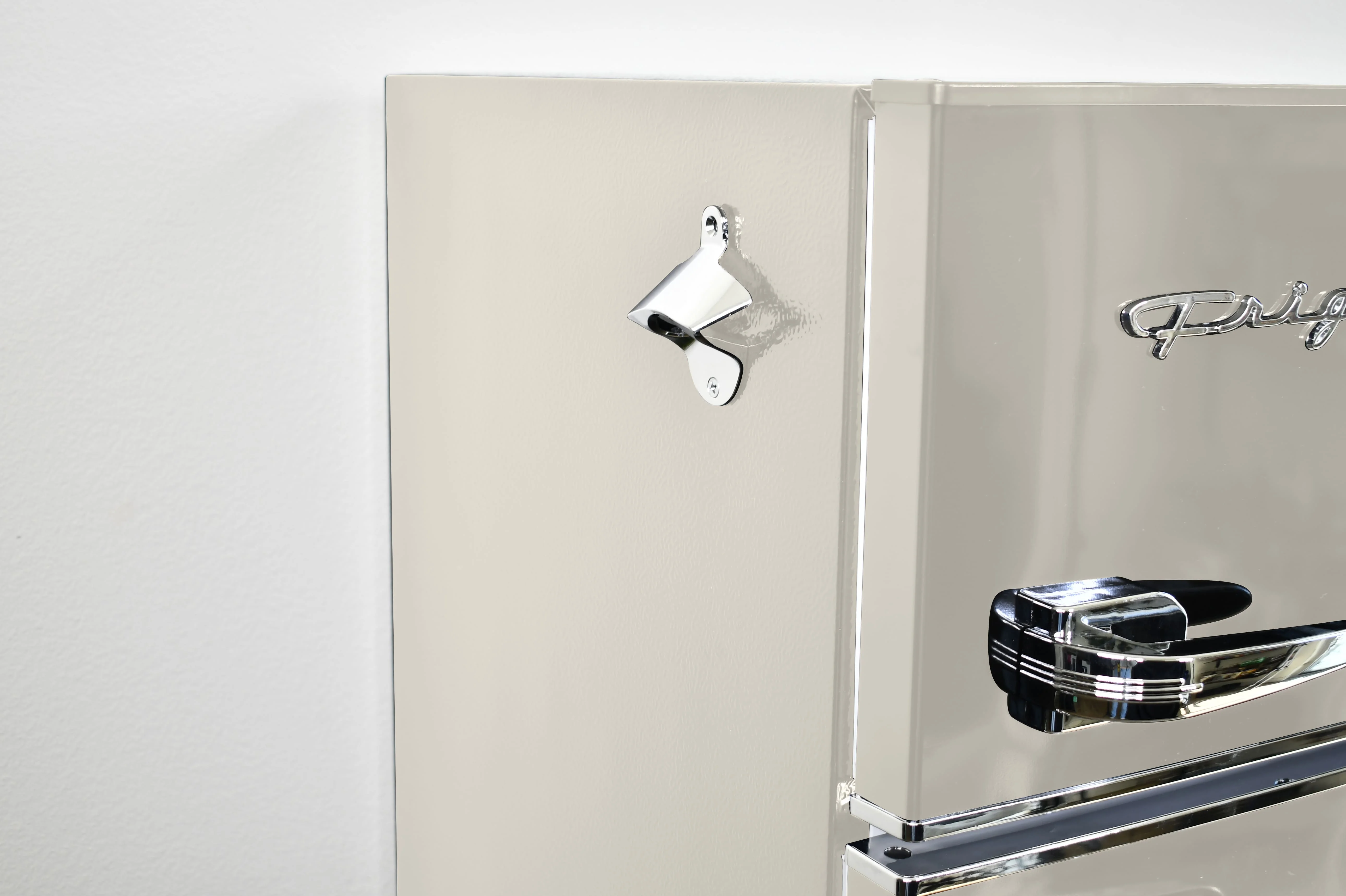 3.1 Cu. Ft. 2 Door Retro Compact Refrigerator, Built-In Side Bottle Opener, Cream - Image 8