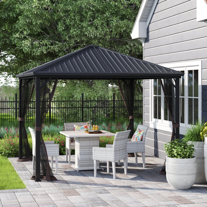 Gazebo de patio en acier Acuff de 3 m de large x 3 m de profondeur
