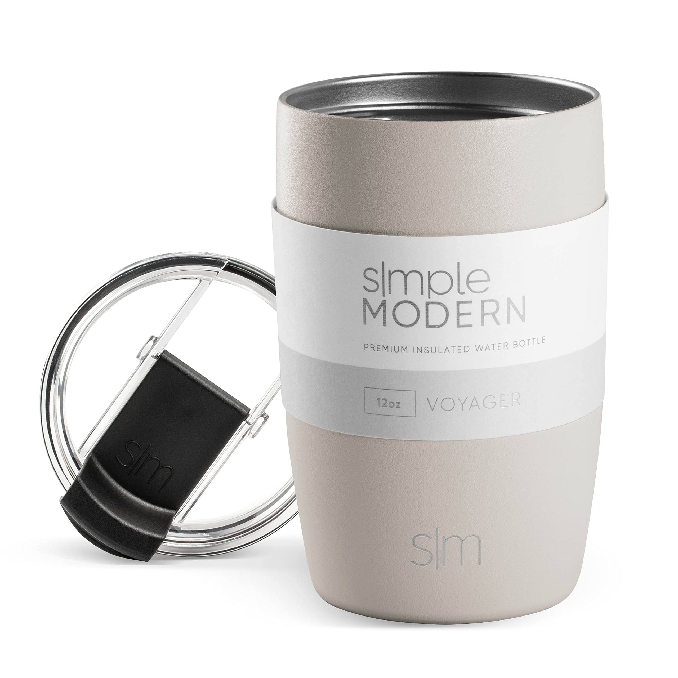 Simple Modern Travel Coffee Mug Tumbler with Flip Lid | Insulated Stainless Steel Cup Thermos |Voyager | 12oz | Almond Birch