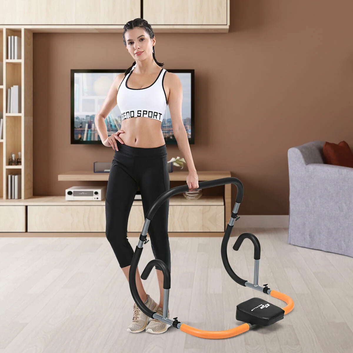 Ab Fitness Crunch Abdominal Exercise Workout Machine for Glider Roller Pushup Image 2