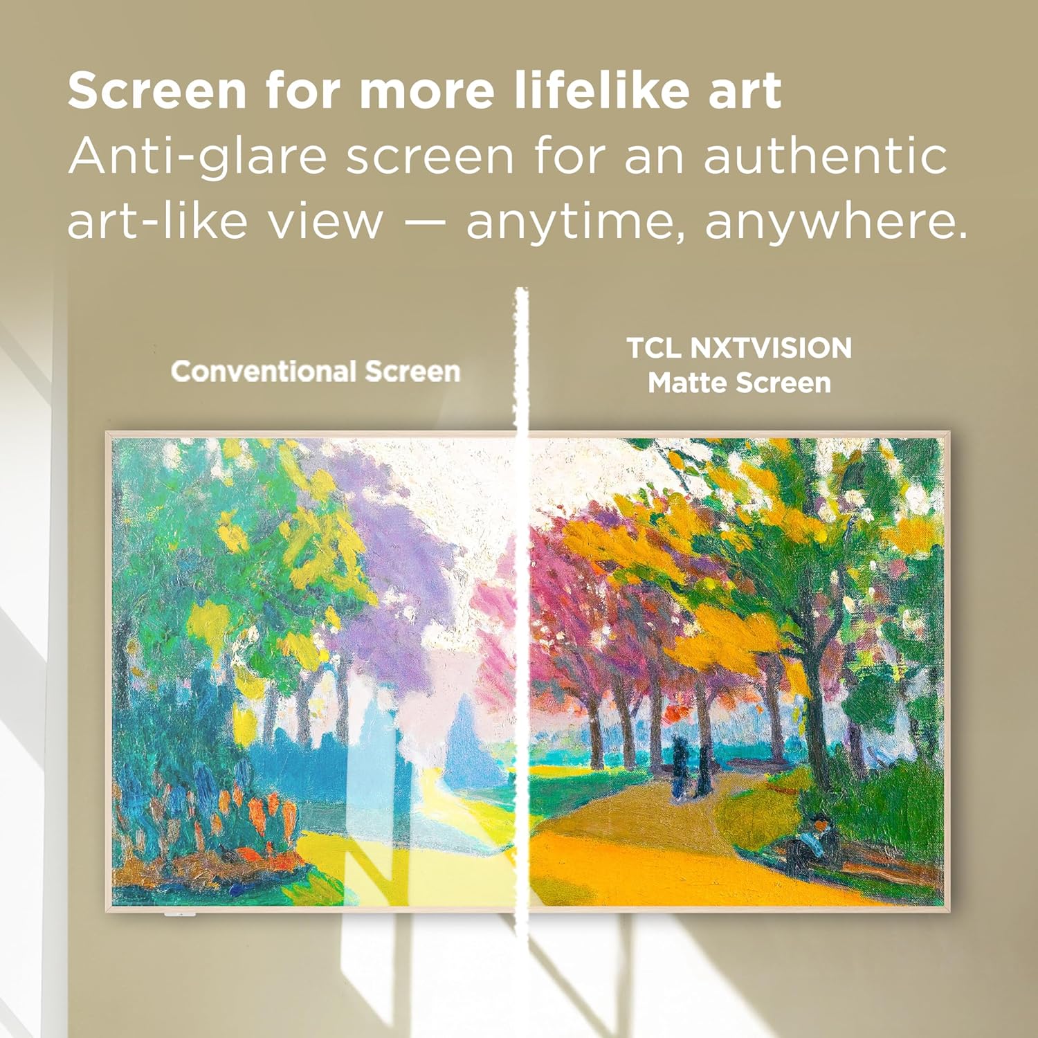 TCL 55 Inch Class NXTVISION Series Picture Frame Canvas Art TV | 55A300W  2024 Model | QLED 4K HDR Smart Google TV | 120HZ Dolby Atmos Audio | Voice Remote Alexa Google Apple Streaming Television
