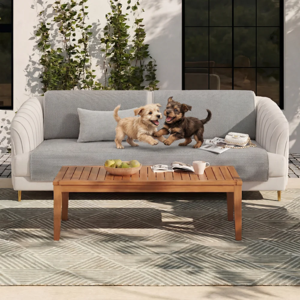 Simple Solid Colour Plush Furniture Protector Outdoor Couch Cover